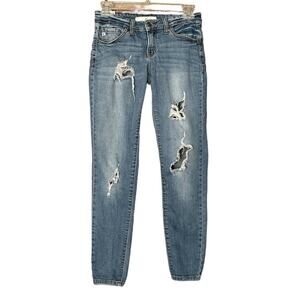 Kancan Destroyed Skinny Jeans Blue Denim Size W1 24